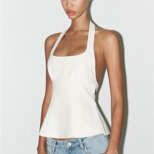 Zara White Halter Tank Top
